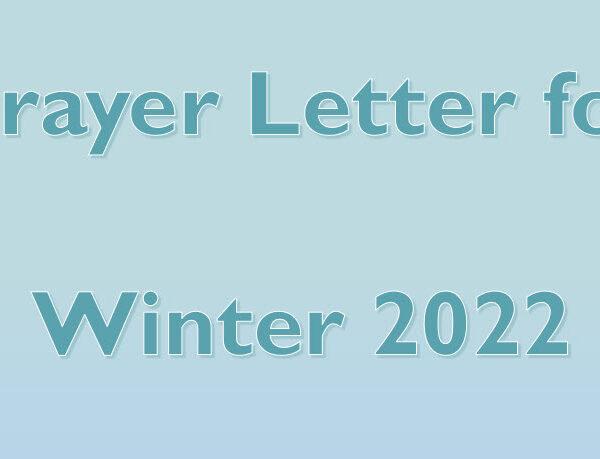 Prayer letter for Winter 2022